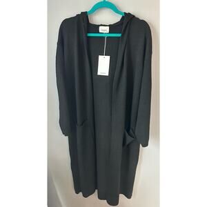 Duster Cardigan Sweater with hood/pockets Size Medium